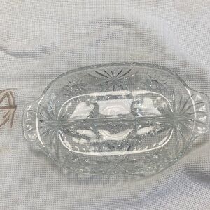 Vintage Clear Pressed Glass Oval Serving Dish